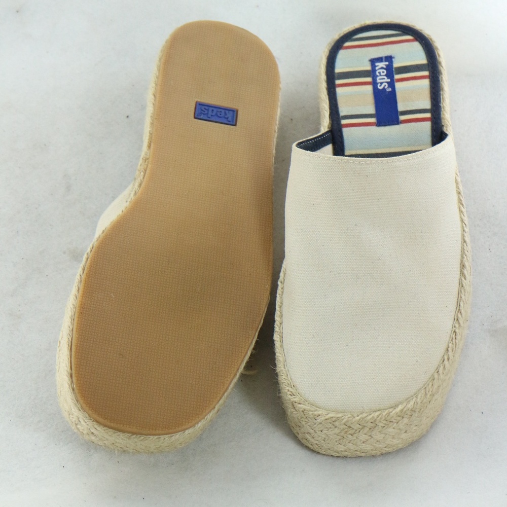 KEDS Cream Canvas Espadrille Style Mules Sz 8 Wmns - Picture 8 of 8